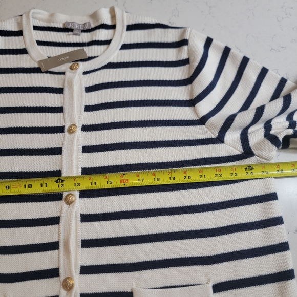 J.Crew Emilie Lady Jacket Cardigan Navy Stripe coastal Cotton 3X Nautical Chic - Picture 6 of 15